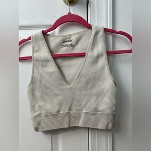 Garage tan/off-white cropped tank top